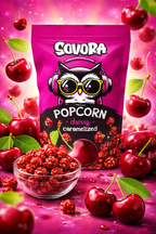 Karamelizovaný popkorn, príchuť čerešňa, 90g balenie