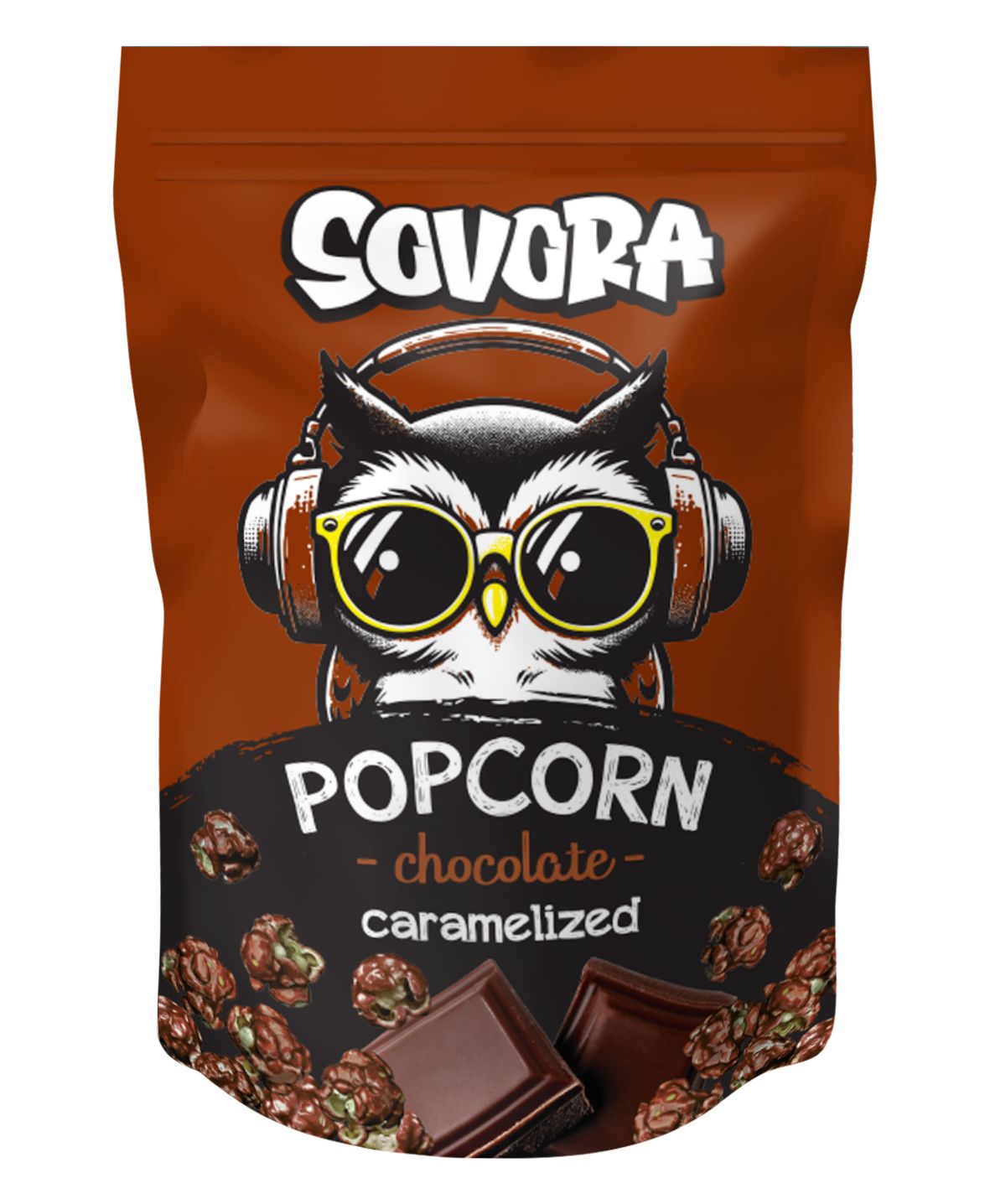 Karamelizovaný popkorn, príchuť čokoláda, 90g balenie