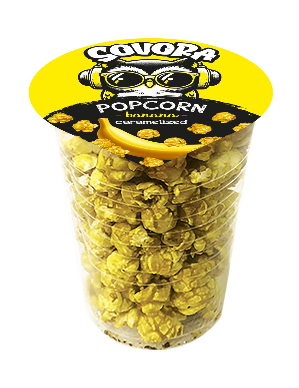 Karamelizovaný popkorn, príchuť banán (pohár, 60 g)