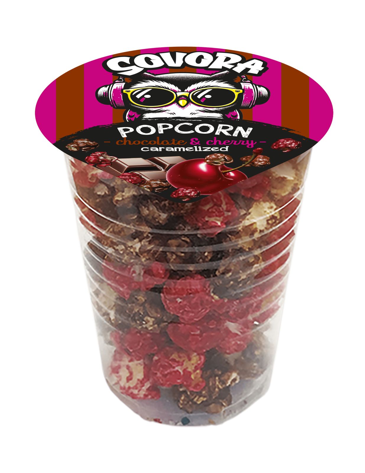 Karamelizovaný popkorn, príchuť čerešňa (pohár, 60 g)