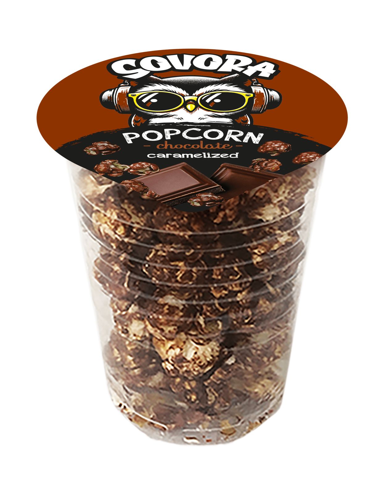 Karamelizovaný popkorn, príchuť čokoláda (pohár, 60 g)