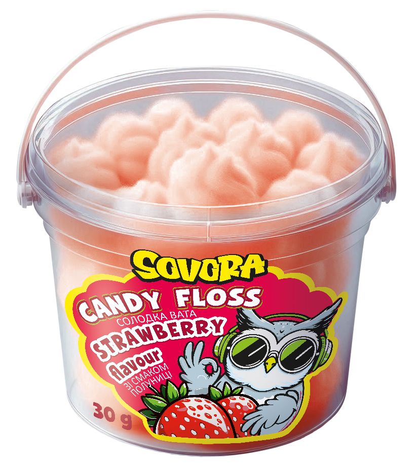 Cukrová vata s príchuťou jahody (vedierko, 30 g)