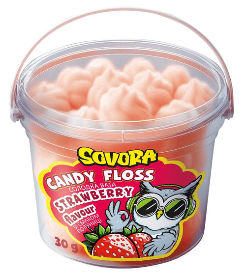 Cukrová vata s príchuťou jahody (vedierko, 30 g)